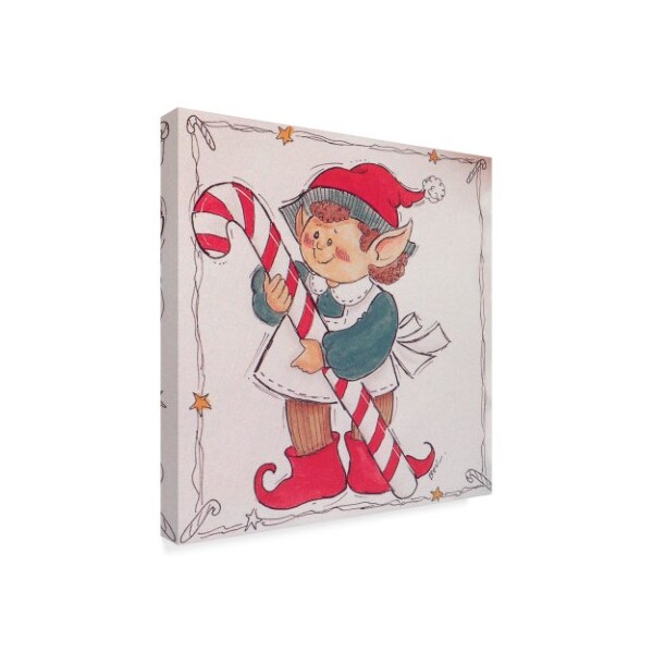 Beverly Johnston 'Elf With Candy Cane' Canvas Art,24x24